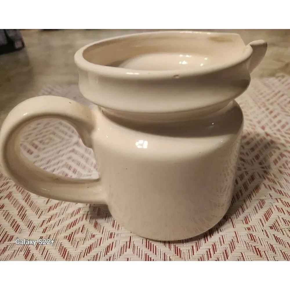 SL Vintage Small Ceramic Stoneware pitcher, Creamer w Yellow & orange floral